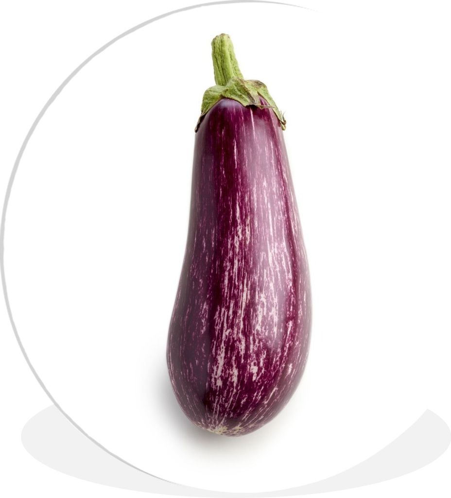 MuchoWow Rundes Wandbild - Runde Bilder Aubergine oder Solanum melongena vor weißem Hintergrund Ø 30 cm Kreis Wanddekoration Kunststoff - Wandk...