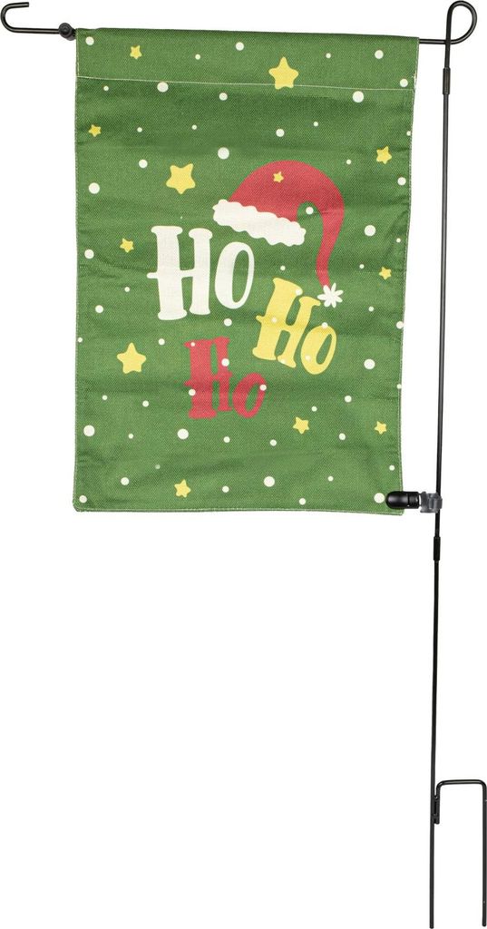 Riffelmacher Gartenfahne Weihnachten "HoHoHo" 32x45 / 90 cm 13507 | Grün Rot