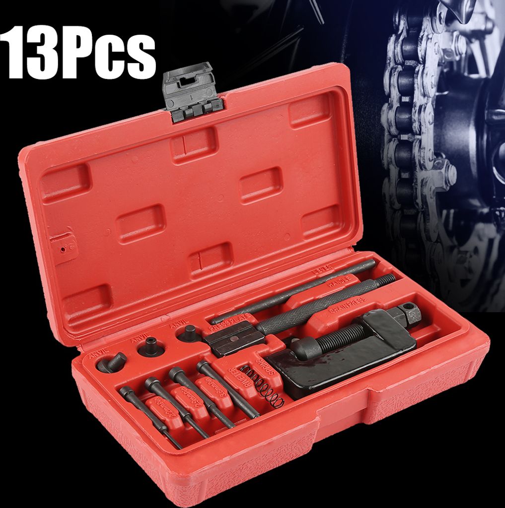 Kettentrenner Motorrad Trennwerkzeug Trenn-Niet-Motorradkette Demontage Kettenwerkzeug Set,13tlg