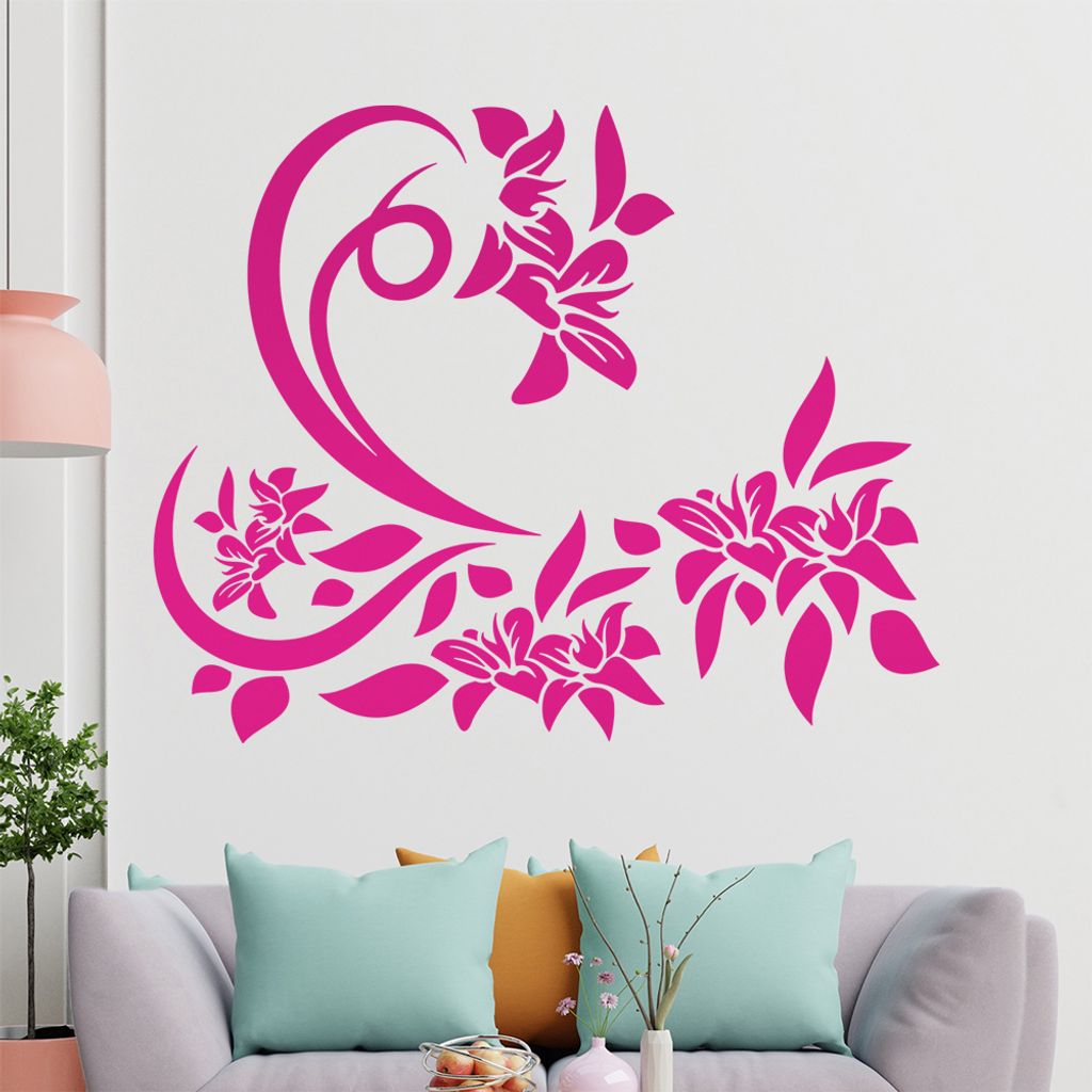 Tribal Ranke Blüte Wandtattoo in 6 Größen - Wandaufkleber Wall Sticker - Dekoration, Küche, Wohnzimmer, Schlafzimmer, Badezimmer