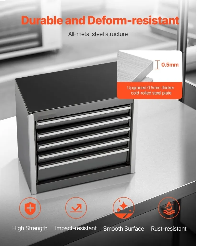 Mallette à outils à 5 compartiments - Coffret de rangement compact Pro