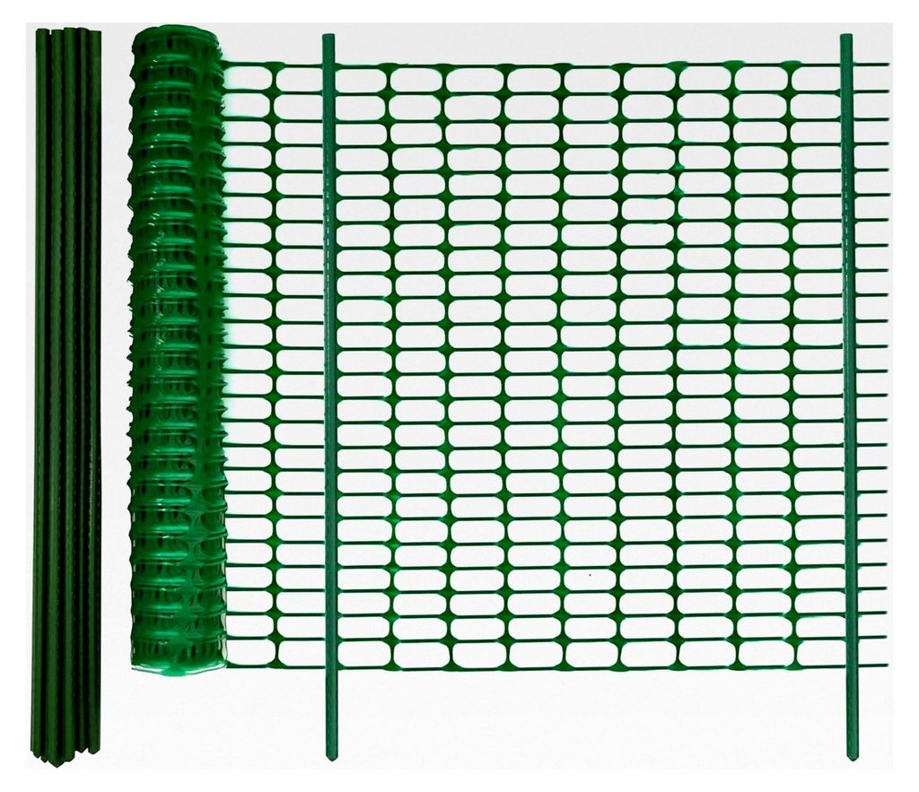 Begrenzungszaun, 100 cm hoch, 30 m lang, 25 Pfähle 115 cm hoch, 100 Kabelbinder, mobiler Zaun für Hunde und Hühner im Garten