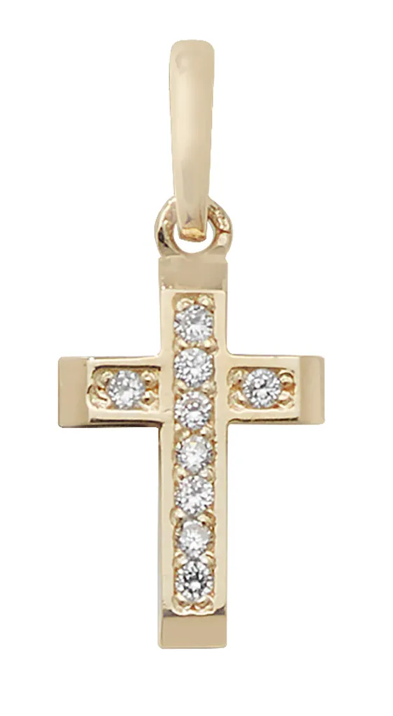 Pendentif Croix Or 375 avec Oxydes de Zirconium Brillants 17mm