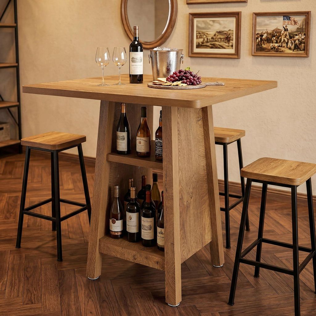 Table de bar Tribesigns avec rangement, hauteur 90 cm, Image du produit 