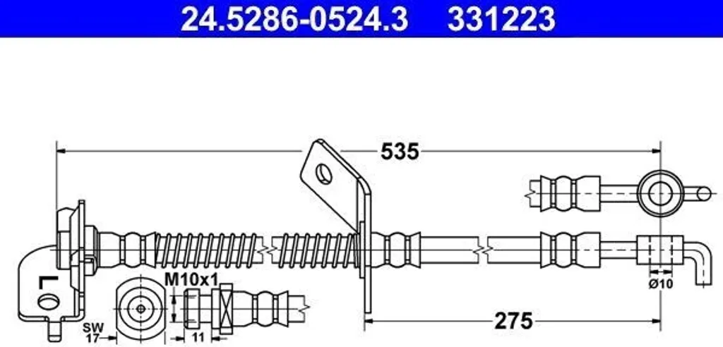Flexible de frein hydraulique renforcé compatible avec véhicules KIA