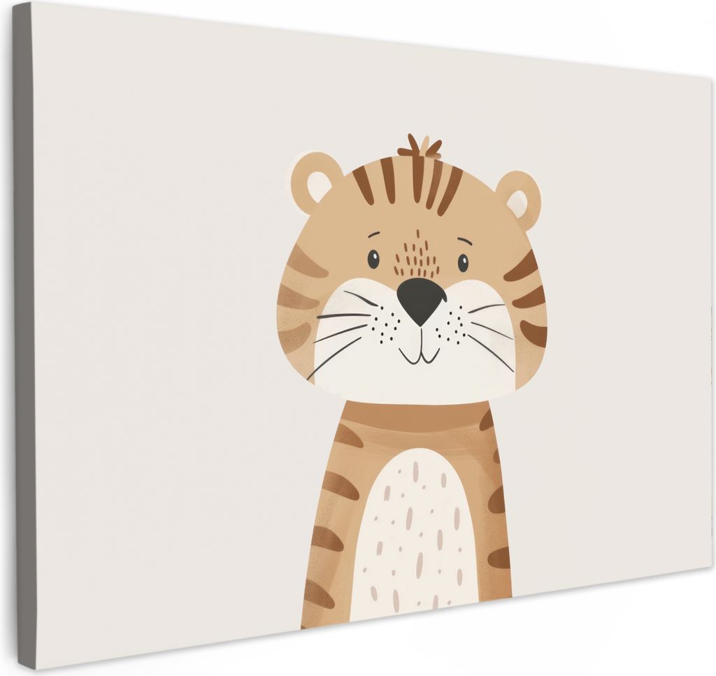 Leinwand Bilder 120x80 cm - Kinder Beige - Tiger, Bilder Wohnzimmer Modern, Wanddeko