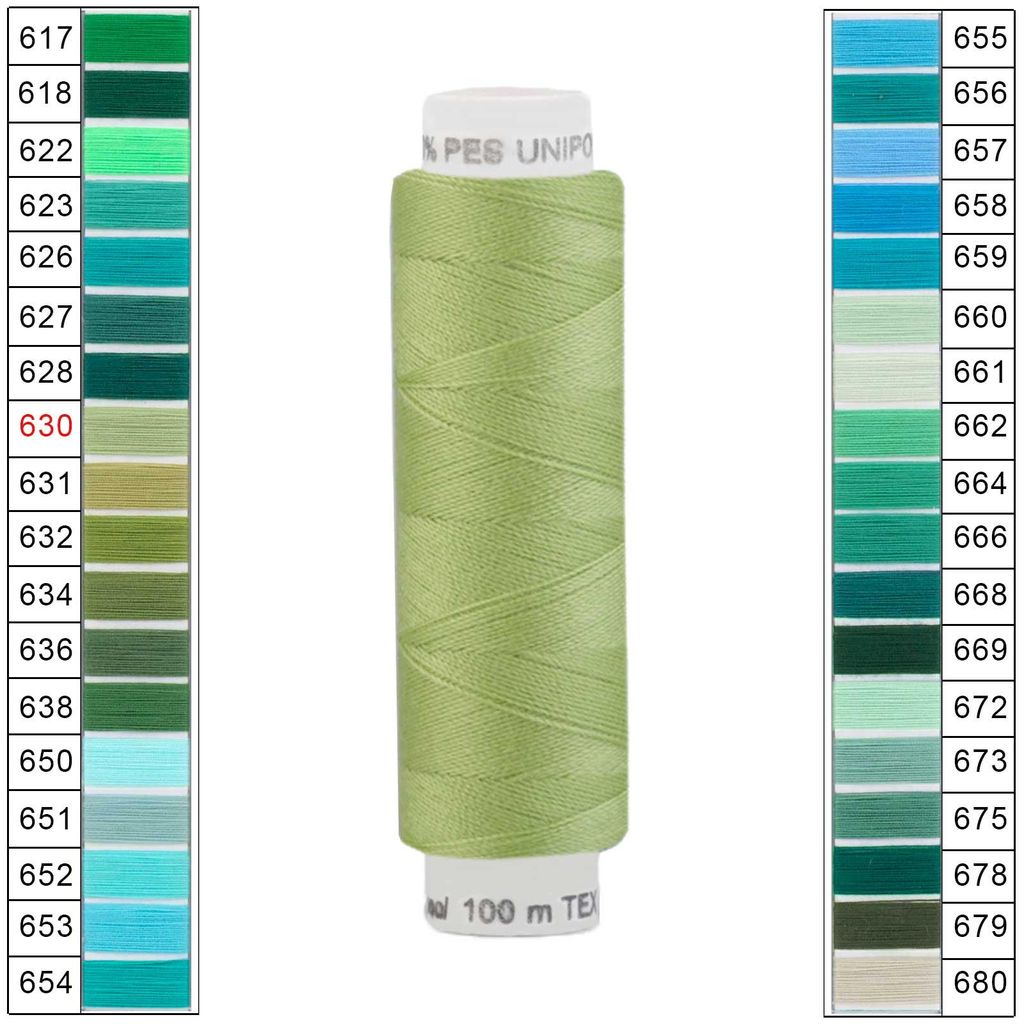 10 x 100m / 10 Spulen Unipoly 120 TEX14x2 Nähgarn hellgrün