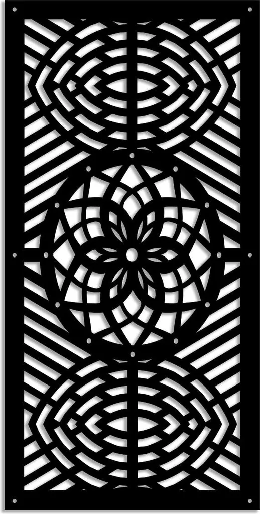 ABBEY ROSE Panneau PVC Perforé Noir Parasol 98x198 cm pour Extérieur