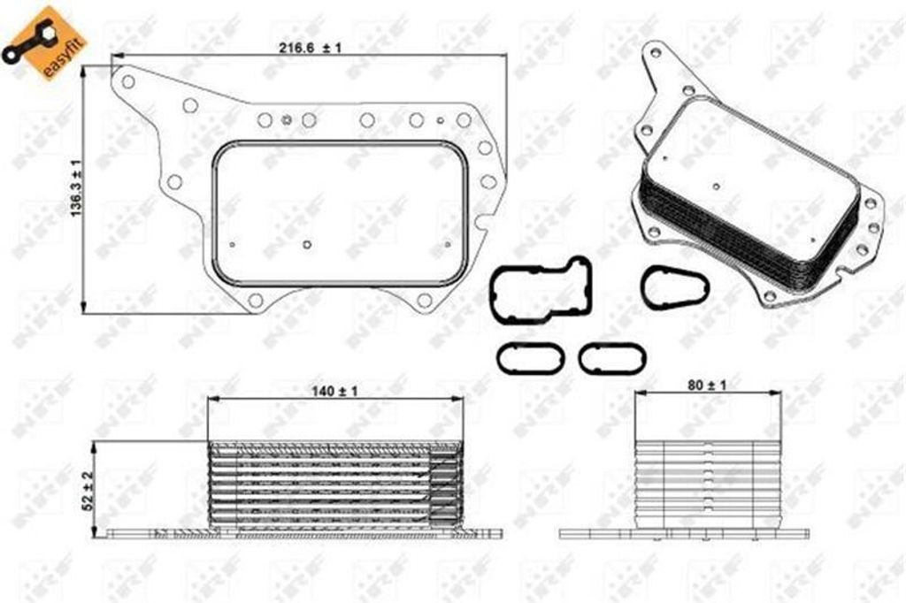 Ölkühler Anti-Motoröl-Überhitzung 140 mm - 80 mm NRF für u.a. OPEL VIVARO