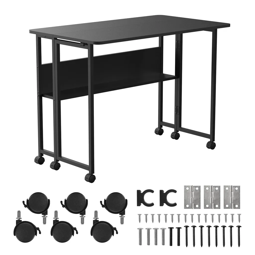 Table de Travail Pliante Gain de Place Maclean MC-126 B Noire 100cm