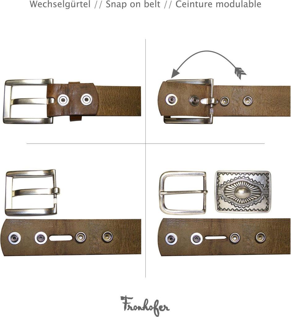 FRONHOFER Wechselgürtel 2,5 cm, Gürtel ohne Schnalle, Gürtel mit Druckknopf