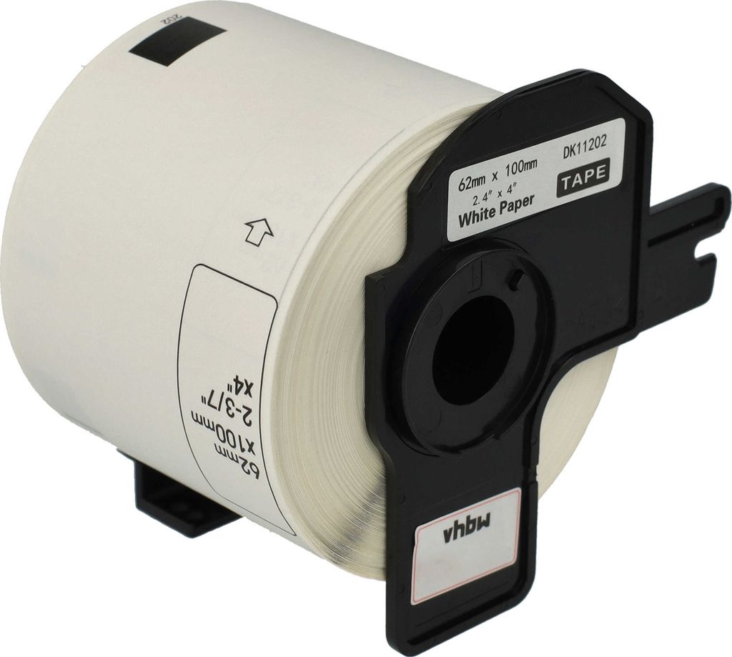 vhbw Rolle mit Halter 62mm x 100mm (300 Etiketten) kompatibel mit Brother PT QL-1050, QL1050N, QL-1060, QL1060N, QL-500, QL-500A, QL500BS Drucker W...