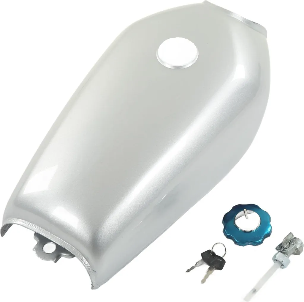 Réservoir Moto Argent 9L pour Restauration CG125 et Café Racer Custom