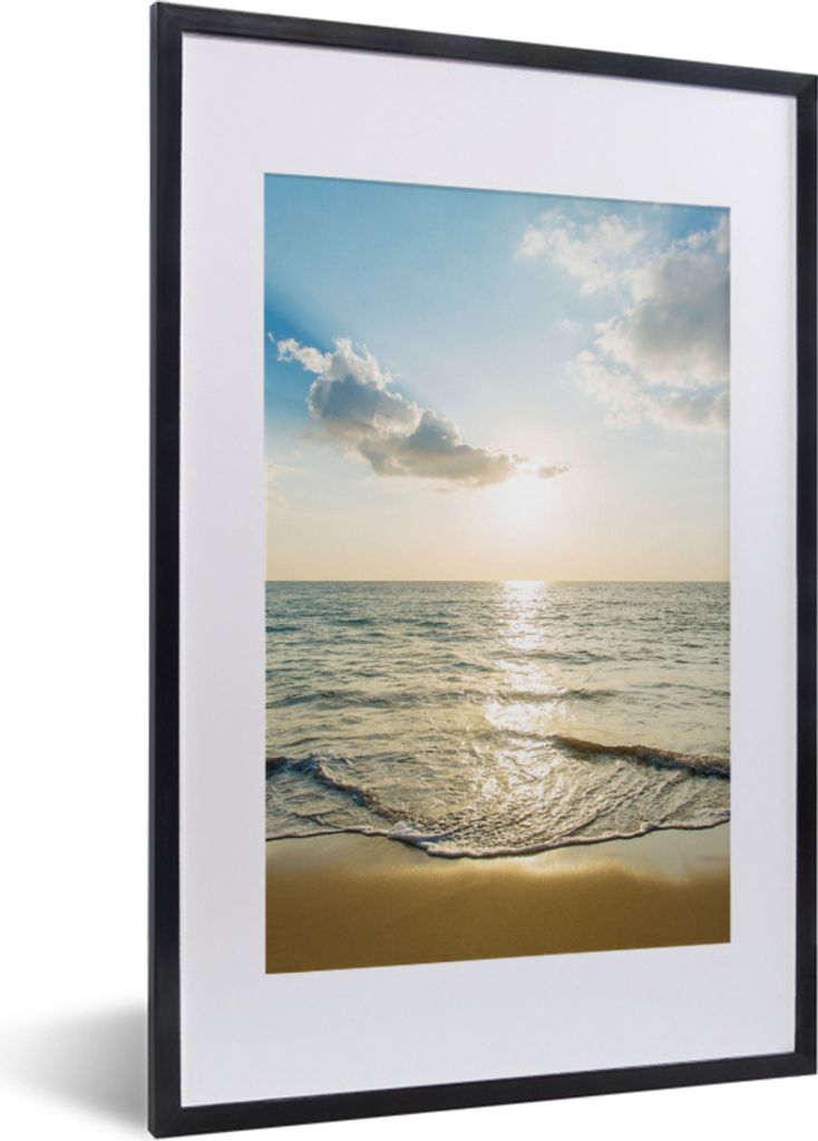 MuchoWow Gerahmtes Poster Meer - Sommer - Strand 40x60 cm - Poster mit Schwarzem Bilderrahmen Wandposter Rahmen Foto Bilder - Poster in Rahmen