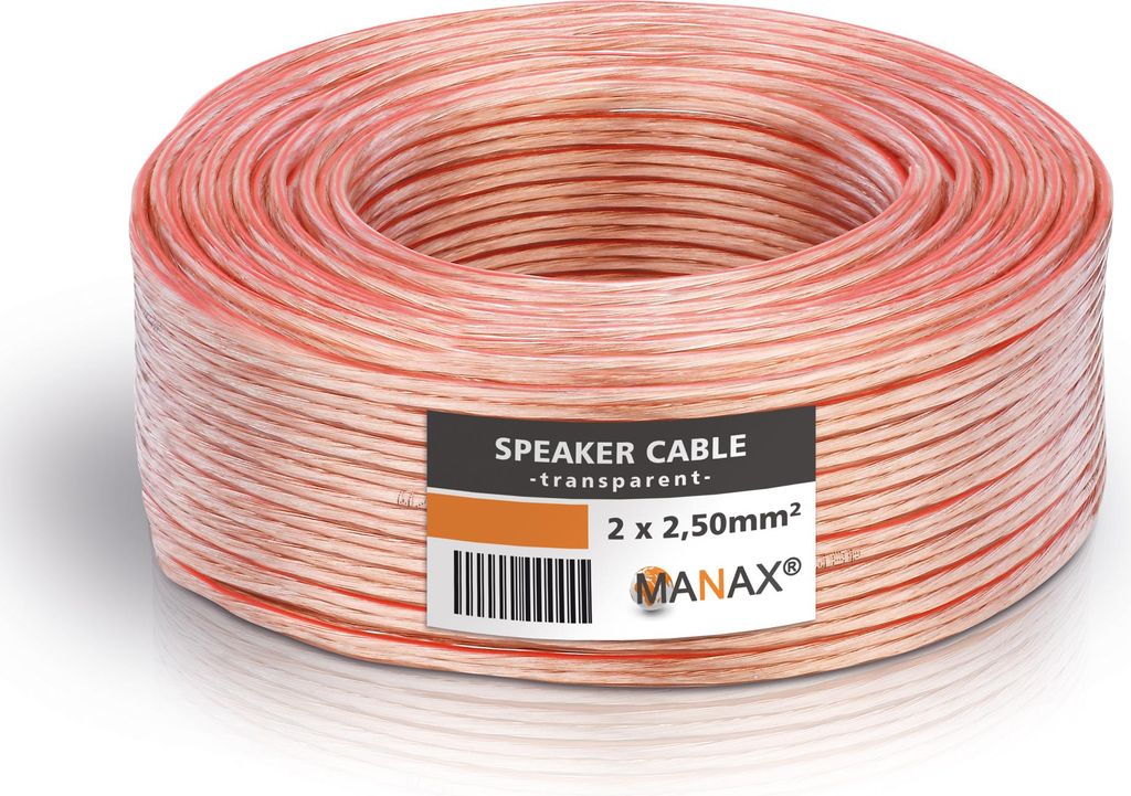 Lautsprecherkabel Audio Kabel Boxenkabel 100% CCA 10m 2x2,5mm² transparent