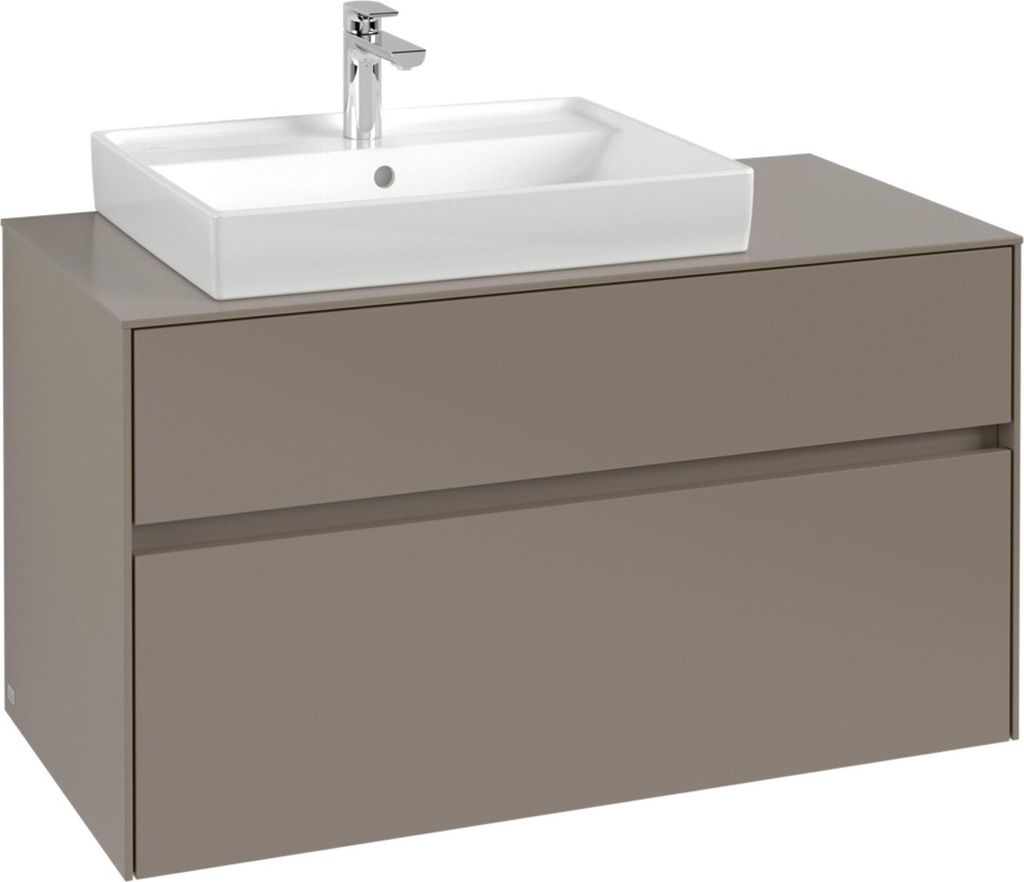V&B Waschtischunterschrank Collaro 100x54,8x50cm, WT l, LED 7,3 W, wh. Oa