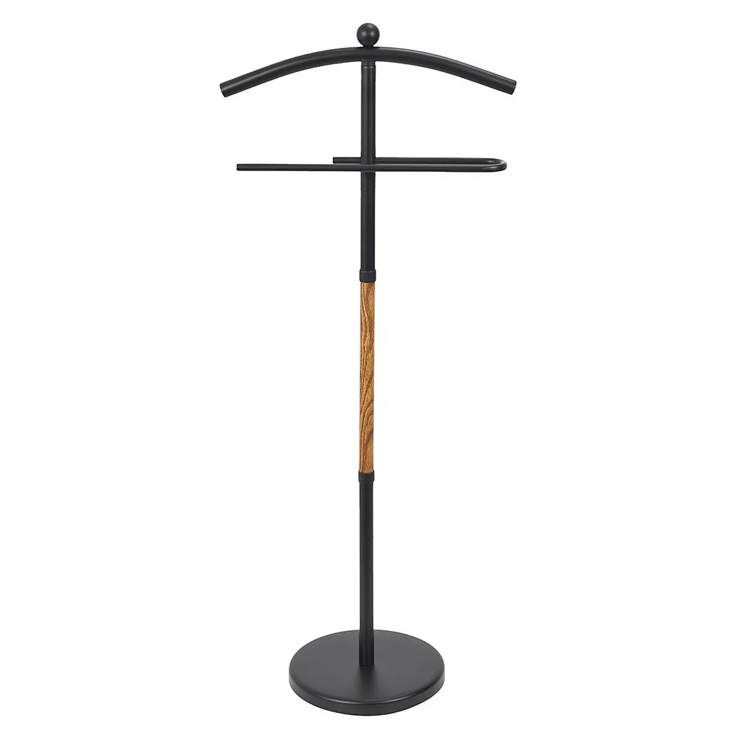Porte-manteau vestiaire de sol design moderne noir et bois pour l'entrée