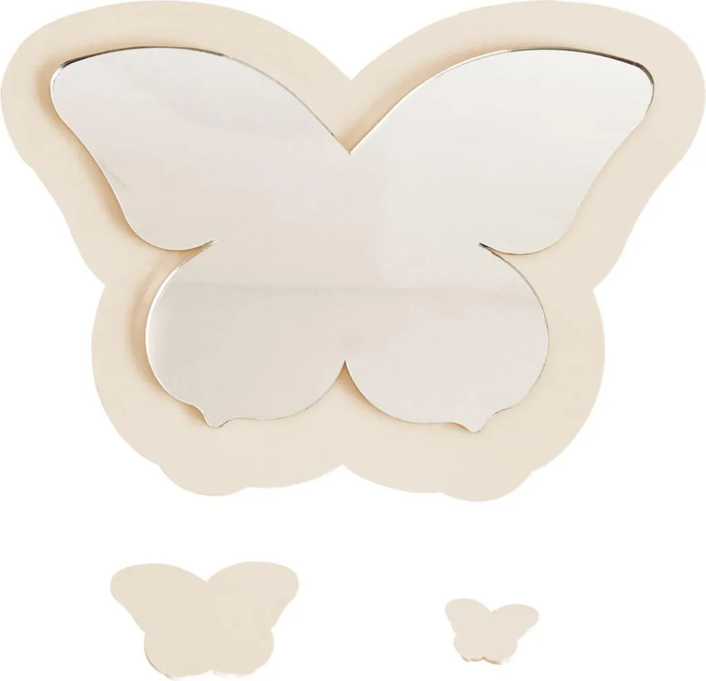 Specchio Bambini Farfalla Avorio 43x29,5 cm - Sicurezza Acrilica per Cameretta