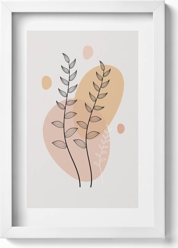 Gerahmtes Kunstwerk– Wandbild mit Rahmen – Gerahmtes Bild – Wanddekoration – 20x30 cm – Weiß