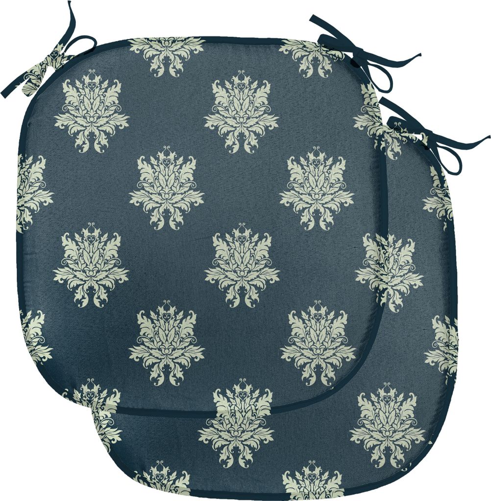 ABAKUHAUS viktorianisch Polster für Esszimmerstühle, Damast wirbelt Blätter, Dekoratives wasserfestes Kissen mit Riemen für Küchensitze, 40 cm...