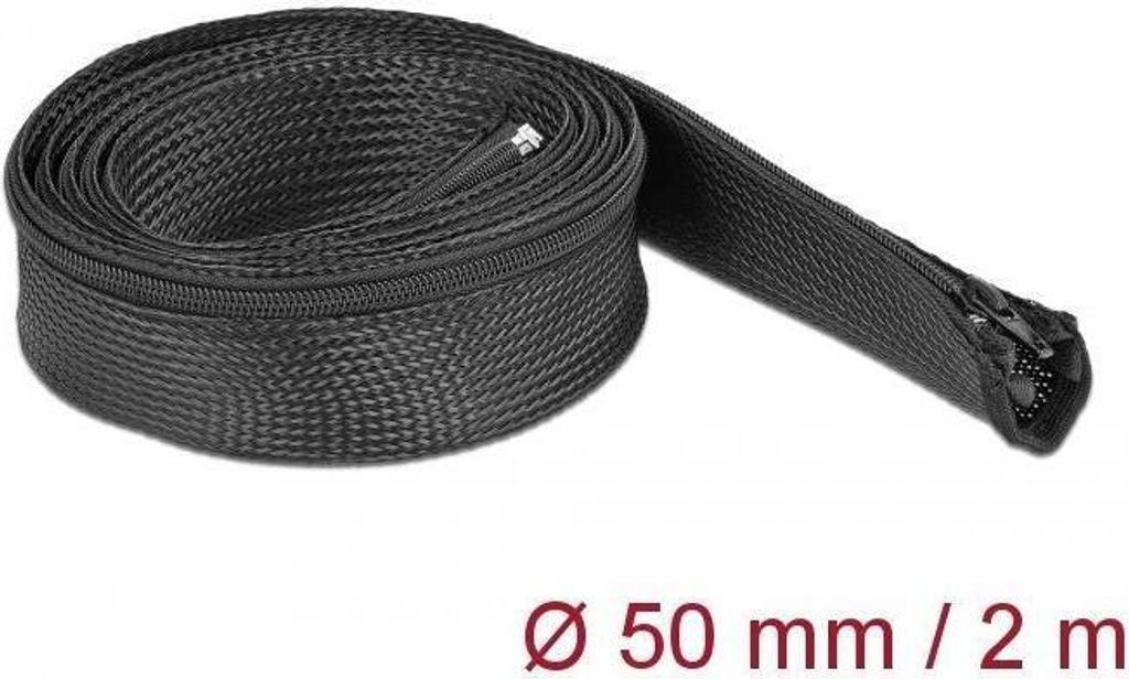 DELOCK Geflechtschlauch Reißverschl. hitzebest. 2mx50mm sw