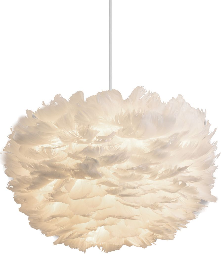Feder Pendelleuchte Federkugel Ø40cm – Elegante Hängelampe aus echten Entenfedern, 1-flammig E27, Weiß