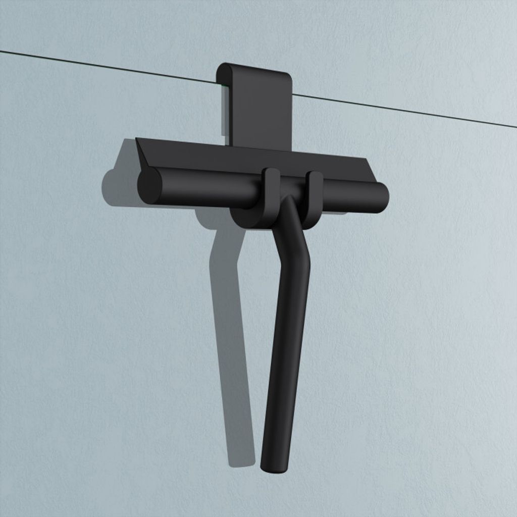 doporro Duschkabinen-Abzieher schwarz matt (LxB) 19x21cm Fensterabzieher aus Edelstahl inkl. Befestigungsmaterial