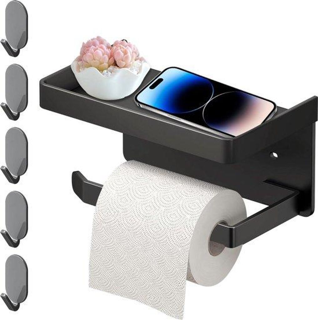 Wandmontiertes Toilettenpapierhalter aus Edelstahl schwarz