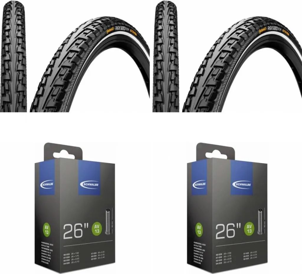 Pneus Continental Ride Tour 26x1.75 Anti-Crevaison et Chambres Schwalbe