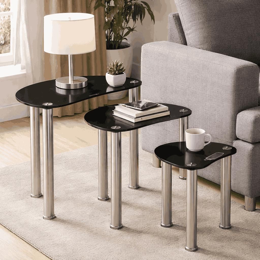 Beistelltisch 3er Set Couchtisch Glastisch Wohnzimmer Tisch Wohnzimmertisch Glas