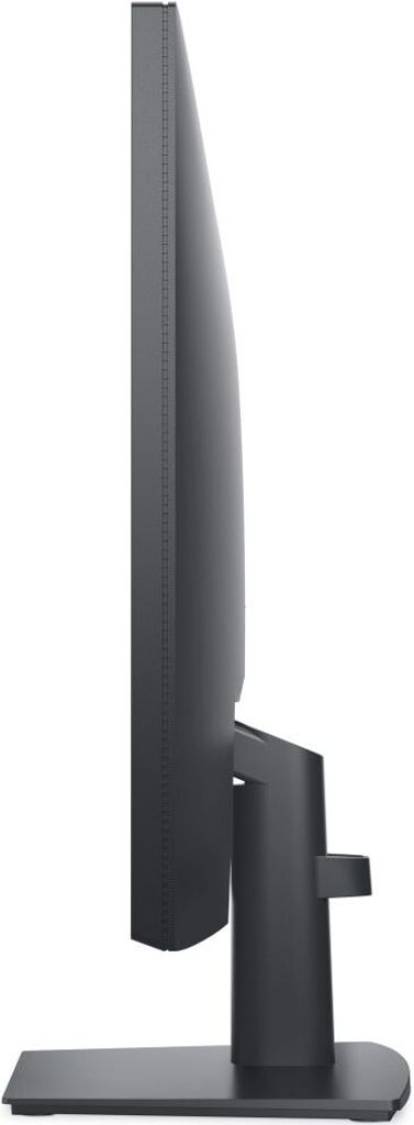 Side view of a black computer monitor on a white background.