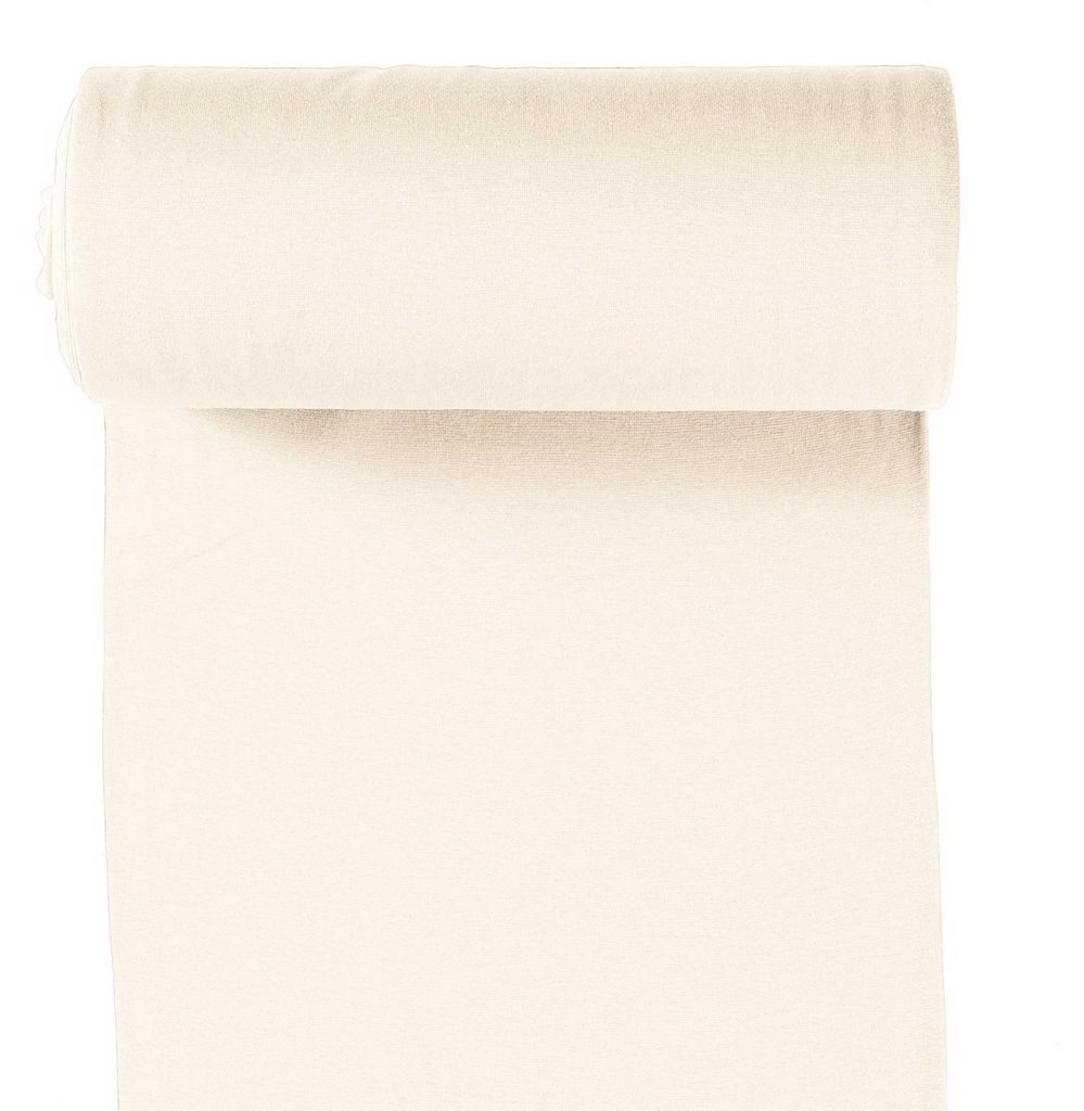 Bio Bündchenstoff Schlauchware 35(70)cm breit Meterware ab 25cm Jersey creme