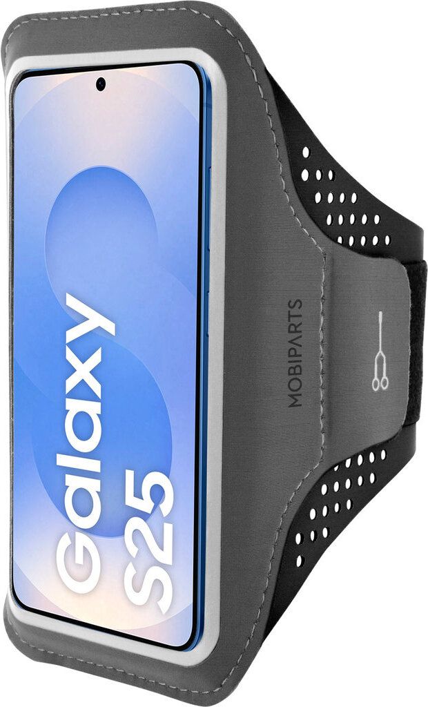 Mobiparts Comfort Fit Handyhalterung Joggen Samsung Galaxy S25 Sporthülle Neopren Sportarmband - Schwarz