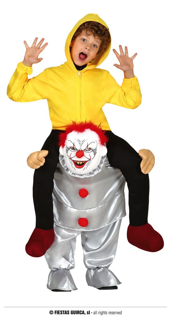 Clown Spuk Mit Gelbem Hoodie Gruseliger Halloween Spaß Kostüm Kinder Lustiger Schreck Roter Clown Böser Begleiter Abenteuer Verkleidung, Größe...