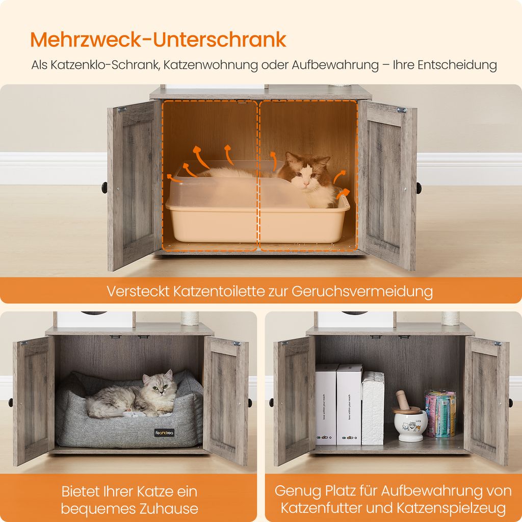FEANDREA Kratzbaum, 2-in-1 mit Katzenklo, abnehmbaren, Produktbild 6