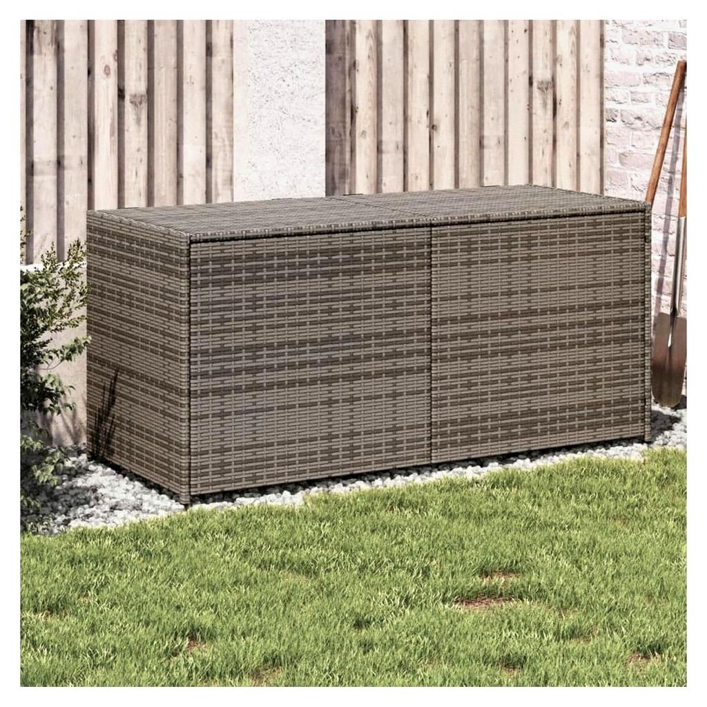 Gartentruhe Grau 283L Poly Rattan
