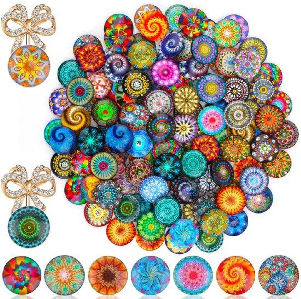Tesselles en verre à motifs variés 25 mm pour mosaïque et scrapbooking