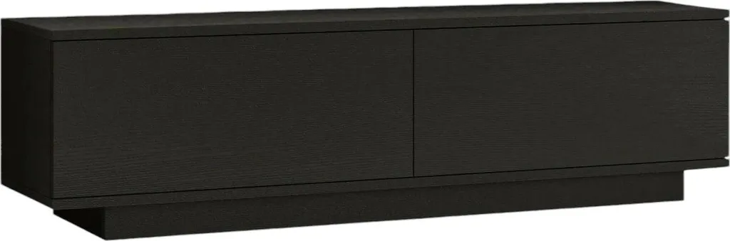 Meuble TV Goro Noir 140x36x38h cm avec Étagère de Rangement Moderne