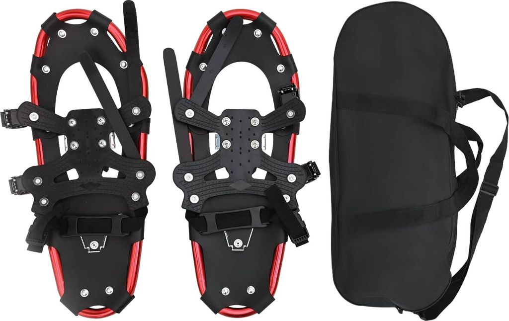 vidaXL 3 in 1 Schneeschuhe Rot und Schwarz 53,5 x 21 cm