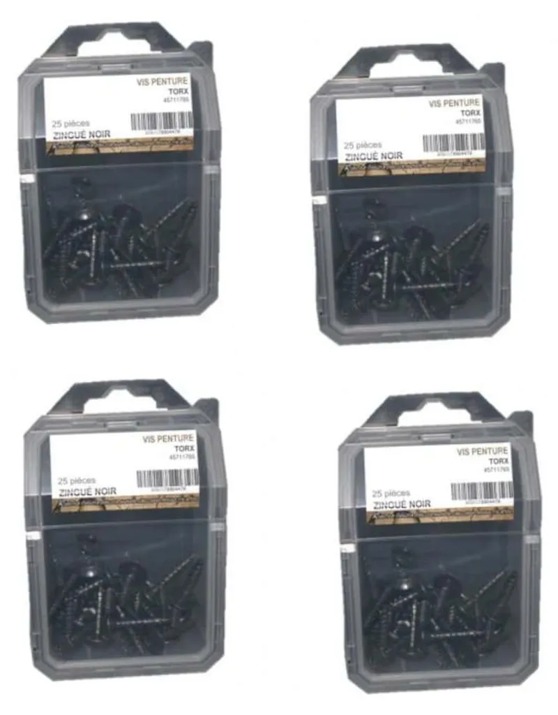 100 Vis Penture Torx 6 x 30 mm D-Work Zingué Noir pour Volets et Portails