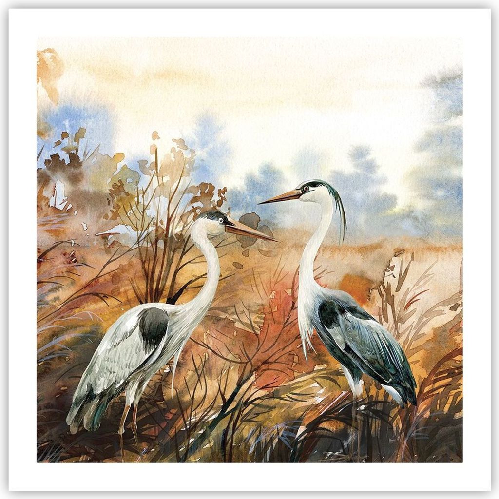 Poster - Poster ohne Rahmen - Kraniche Vögel Herbst - 60x60 Produktbild 