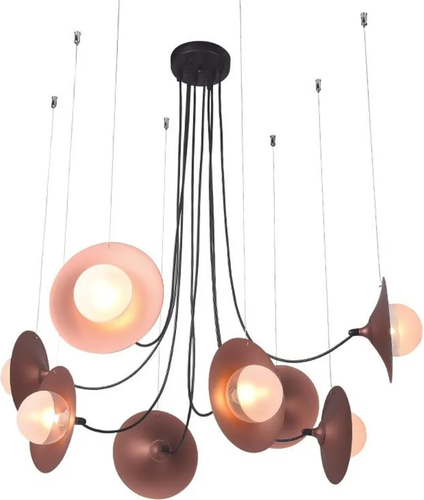Lampe suspendue pour salon moderne HYDRA grand format 81cm cuivre noir