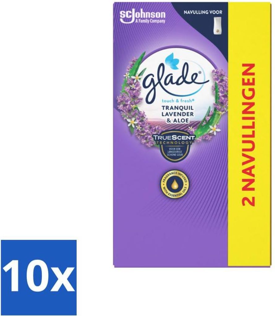Glade - Touch & Fresh Nachfüller - Tranquil Lavender & Aloe - 2 × 10 ml - Vorteilspack - 10 Stücke