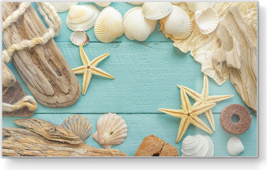 DEQORI Frühstücksbrett Glas 23x14 cm 'Meeresmärchen' Schneidebrett Schneideplatte