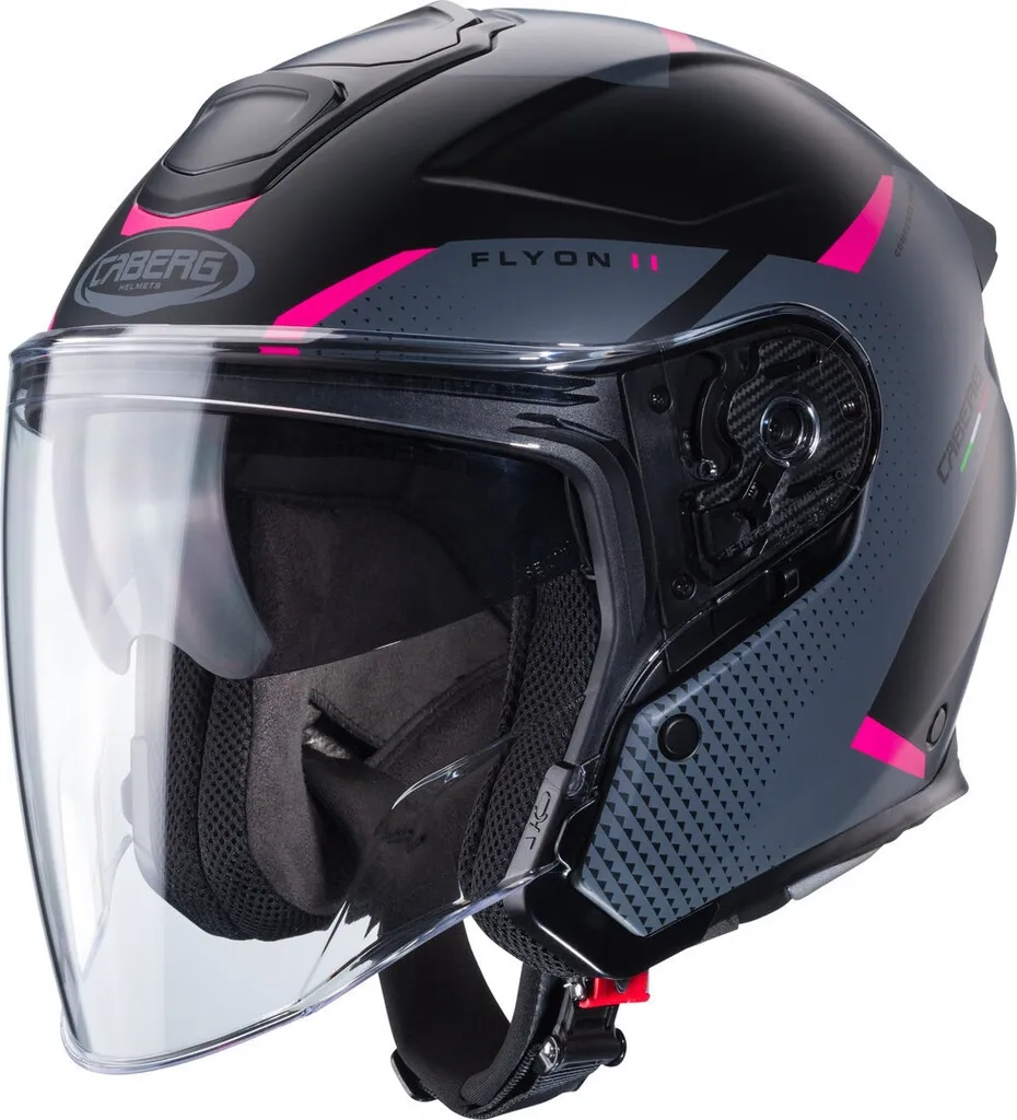 Casque jet Caberg Flyon II Boss noir mat rose taille M 57/58 homologué