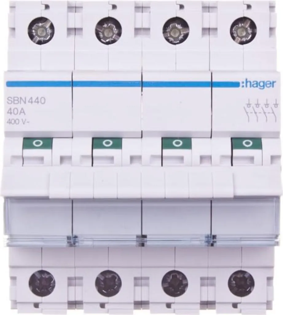 Interrupteur modulaire 40A 400V AC Hager SBN440 4NO