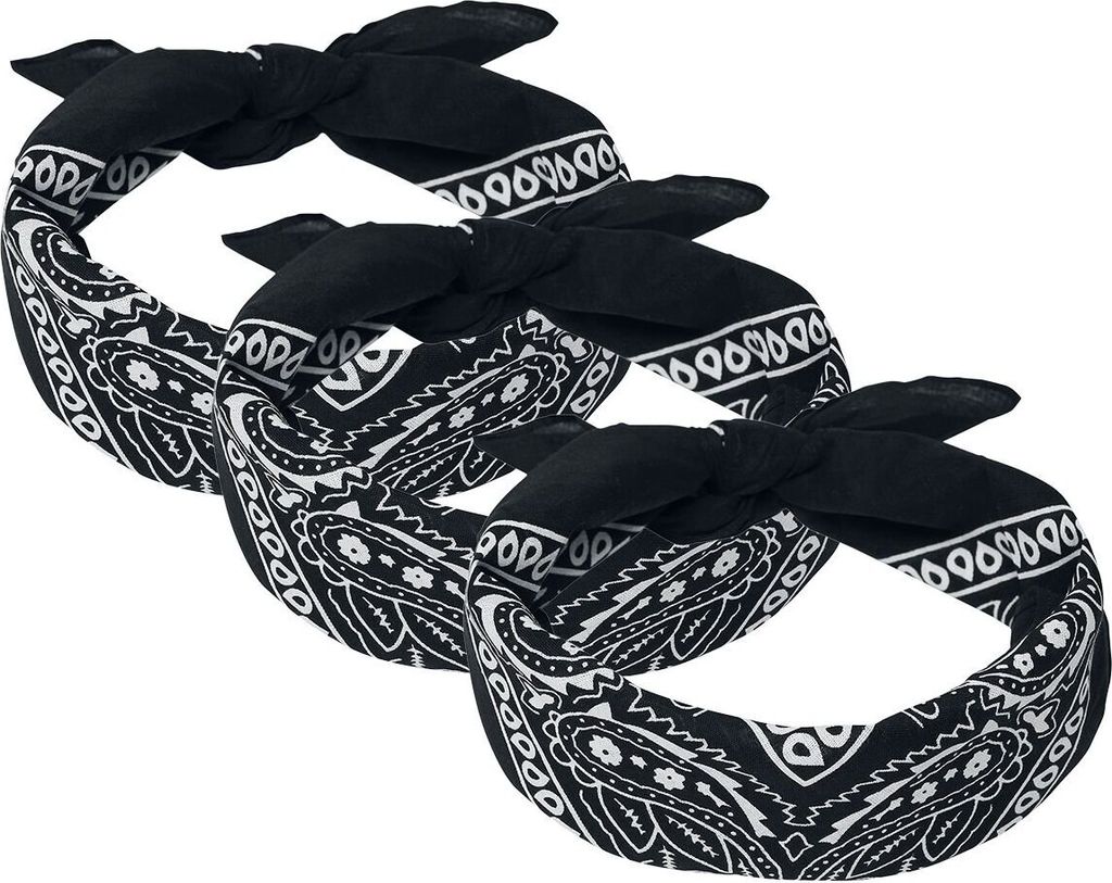 Urban Classics, uni bandana, 3-pack, zwart, standaard Productafbeelding 