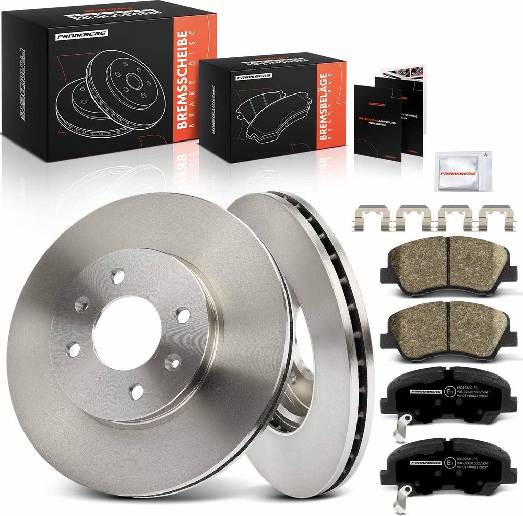 Frankberg 2x Bremsscheiben 4x Bremsbeläge Vorderachse für Hyundai Accent IV i20 i20 Active i20 KIA Rio III Rio IV