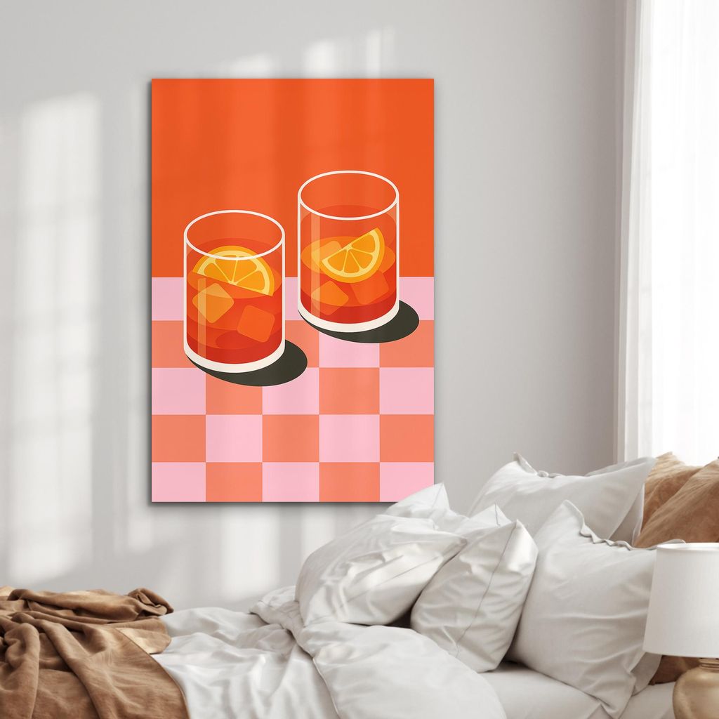 MuchoWow Wanddekoration Metall Metallbild Wandkunst 80x120 cm Orange - Brillen - Orange MuchoWow Aluminium Gemälde - Bilder