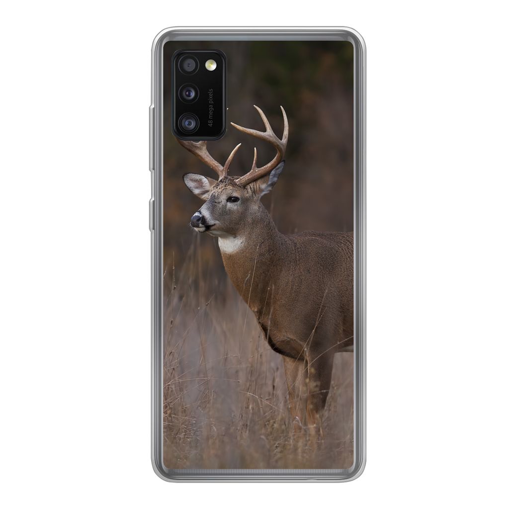 MuchoWow Handyhülle Schutzhülle Hülle für Samsung Galaxy A41 Herbst - Hirsche - Gras - Natur - Tiere Silikon Softcase Handy Hülle - Mobiltel...